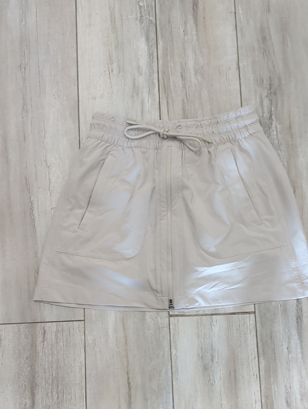 Light Gray Women's Drawstring Zip-Front Shorts